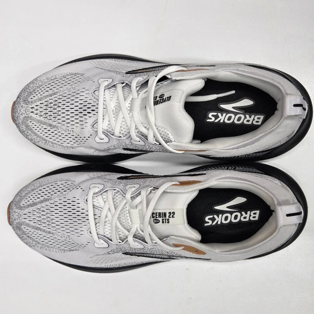 Brooks Glycerin GTS 22 Mens Running Shoes White Black Tan 1104461D135 Size 12.5